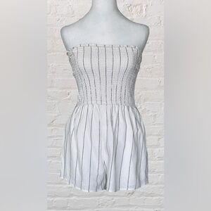 ABERCROMBIE & FITCH Women’s Romper Smocked Jumpsuit Linen Viscose Sz M Summer
